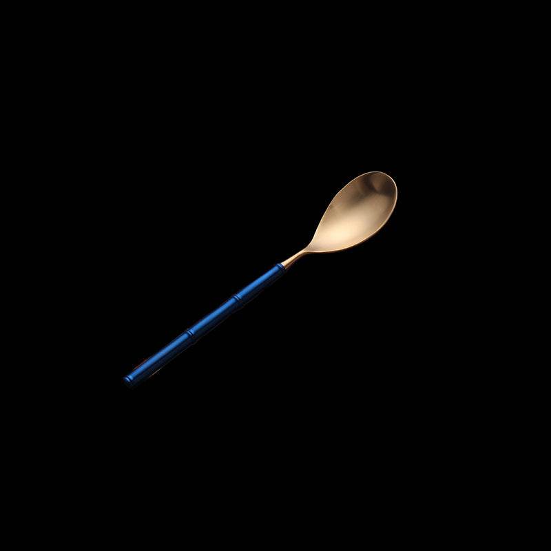 Western Tableware With Bamboo Blue Handle and Gold Head - Mubimart
