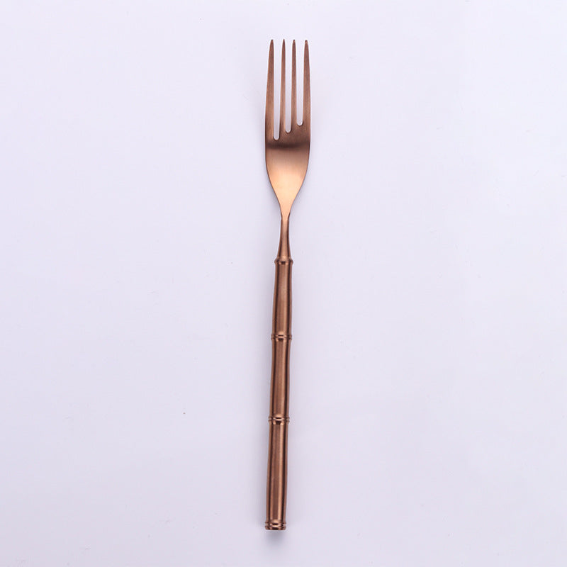 Western Tableware With Bamboo Blue Handle and Gold Head Mubimart