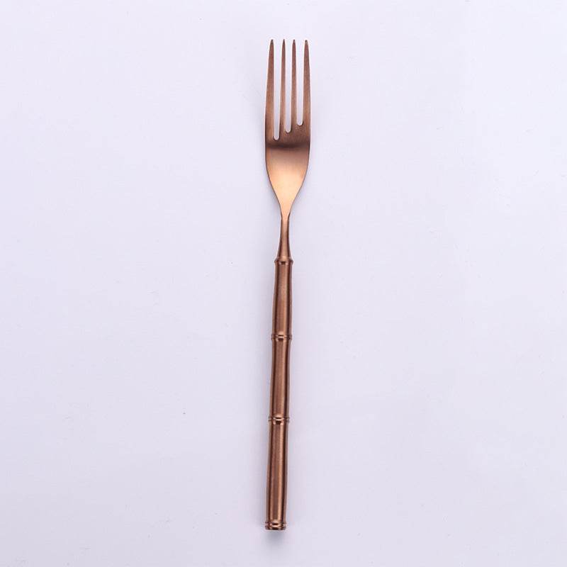 Western Tableware With Bamboo Blue Handle and Gold Head - Mubimart
