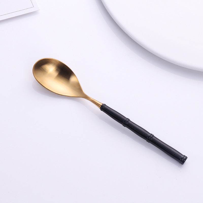 Western Tableware With Bamboo Blue Handle and Gold Head - Mubimart