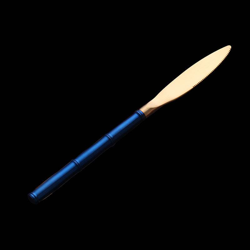 Western Tableware With Bamboo Blue Handle and Gold Head - Mubimart
