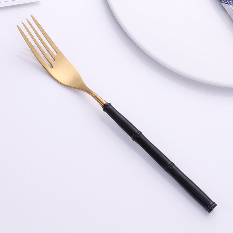 Western Tableware With Bamboo Blue Handle and Gold Head Mubimart