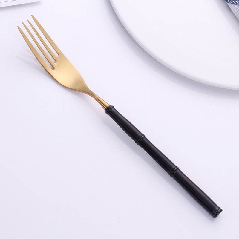 Western Tableware With Bamboo Blue Handle and Gold Head - Mubimart