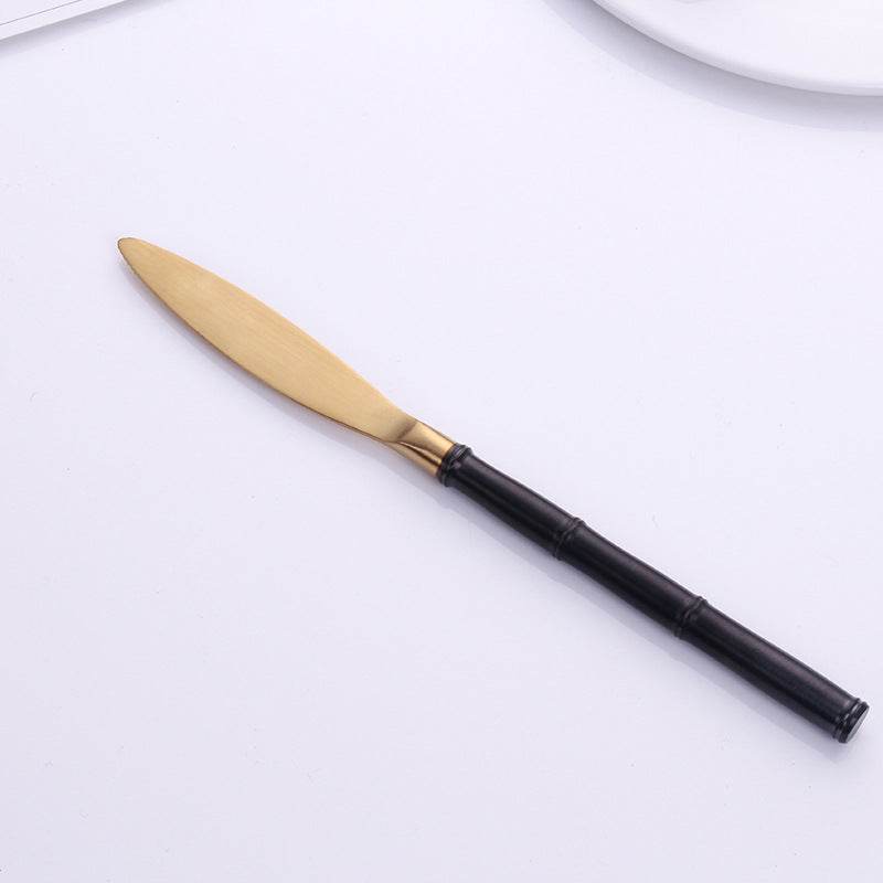 Western Tableware With Bamboo Blue Handle and Gold Head - Mubimart