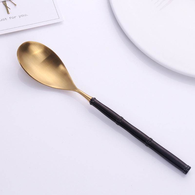 Western Tableware With Bamboo Blue Handle and Gold Head - Mubimart