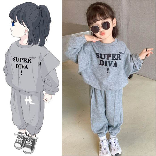 Western-style Girl Child Middle And Child Sports Two-piece Trend - Mubimart