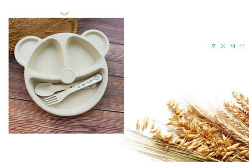 Wheat Split Bear Children's Dinner Plate Set Creative Household Tableware Baby Split Plate Breakfast Plate Free Fork Spoon - Mubimart