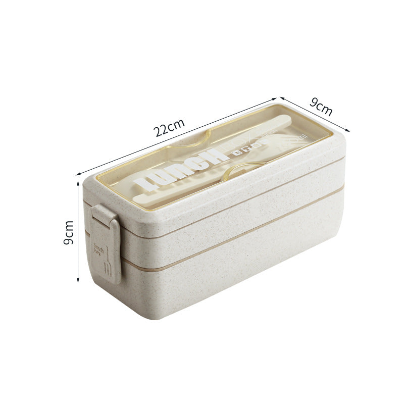 Wheat Straw Double-layer Insulated Lunch Box Portable Lunch Box Sealed Lunch Box Student Divided Lunch Box - Mubimart -  