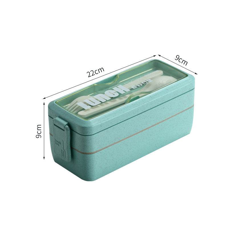 Wheat Straw Double-layer Insulated Lunch Box Portable Lunch Box Sealed Lunch Box Student Divided Lunch Box - Mubimart
