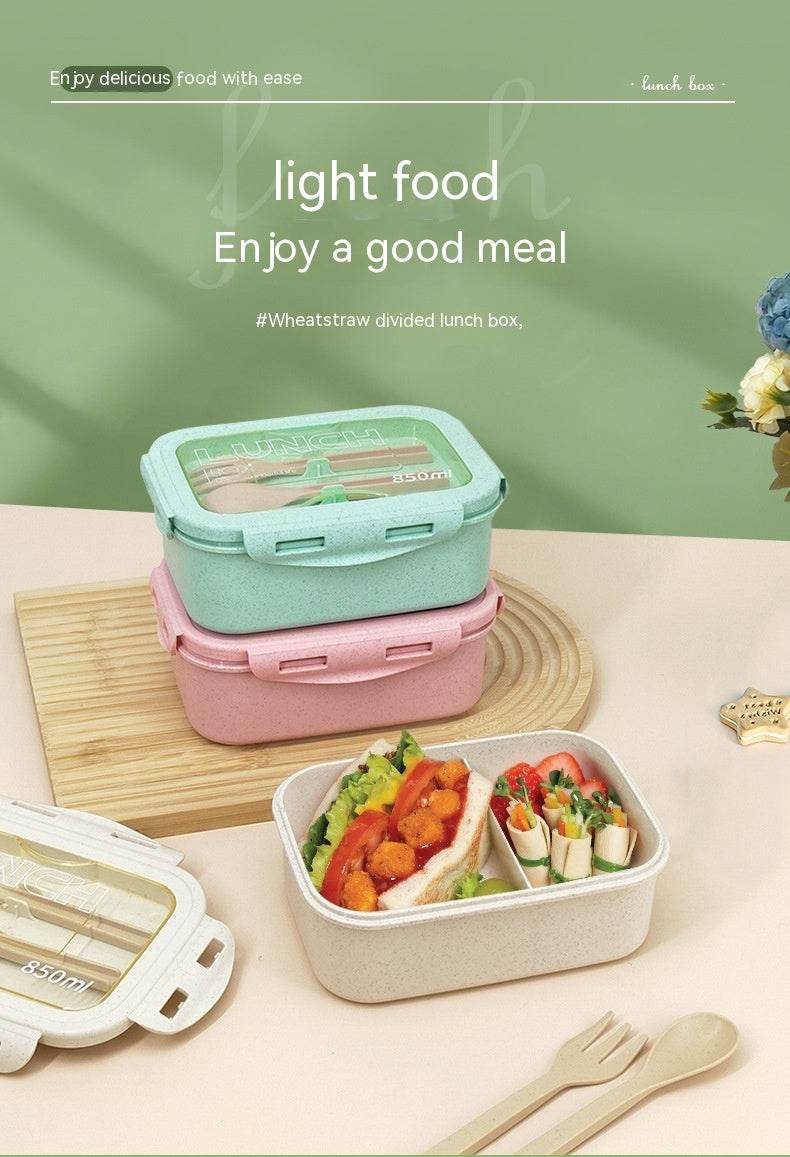 Wheat Straw Insulated Lunch Student Convenient Lunch Box - Mubimart