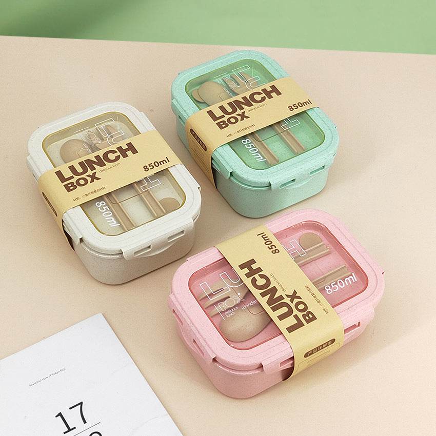 Wheat Straw Insulated Lunch Student Convenient Lunch Box - Mubimart