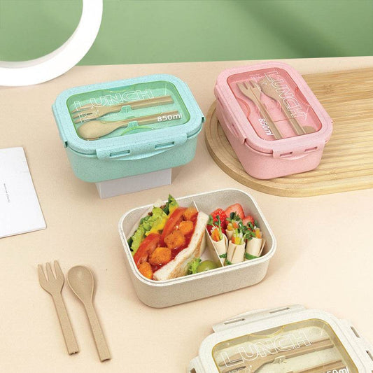 Wheat Straw Insulated Lunch Student Convenient Lunch Box - Mubimart