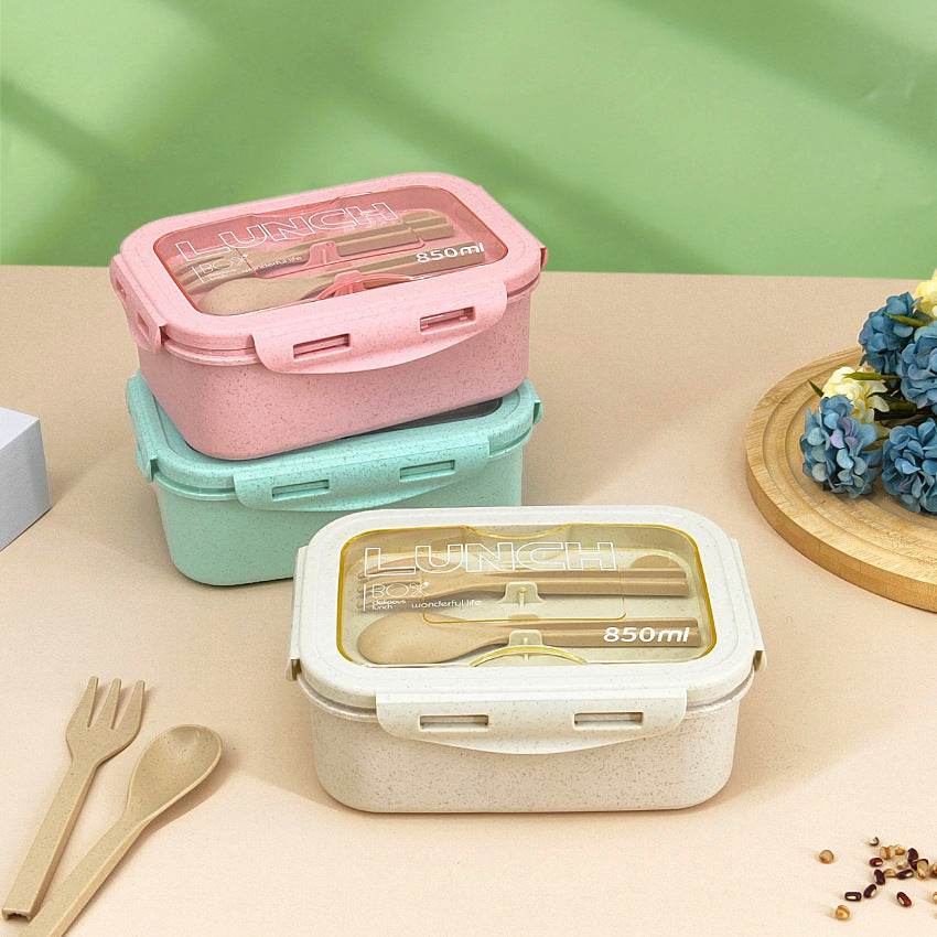 Wheat Straw Insulated Lunch Student Convenient Lunch Box - Mubimart