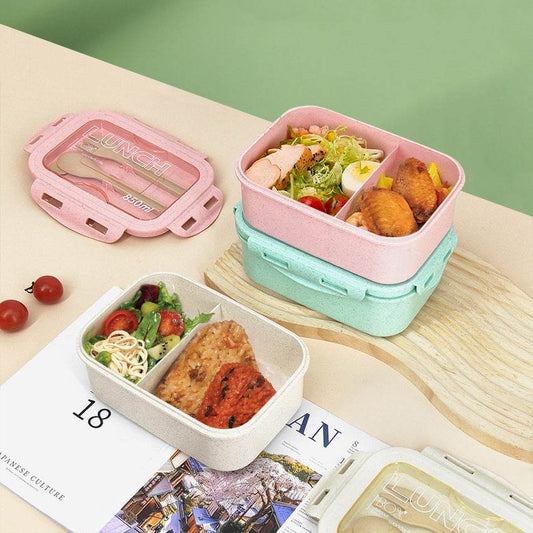Wheat Straw Insulated Lunch Student Convenient Lunch Box - Mubimart