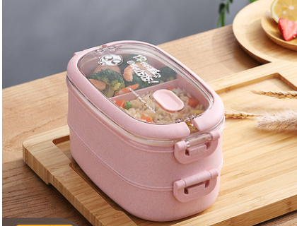 Wheat Straw Microwaveable Bento Box - Mubimart -  