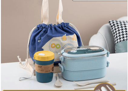 Wheat Straw Microwaveable Bento Box - Mubimart