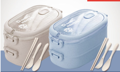 Wheat Straw Microwaveable Bento Box - Mubimart -  