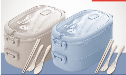 Wheat Straw Microwaveable Bento Box - Mubimart