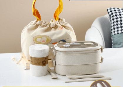 Wheat Straw Microwaveable Bento Box - Mubimart