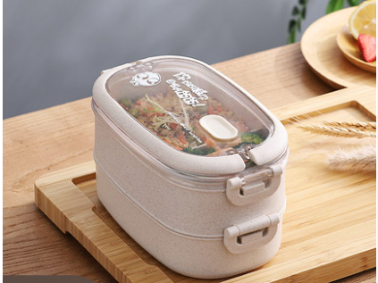 Wheat Straw Microwaveable Bento Box - Mubimart -  