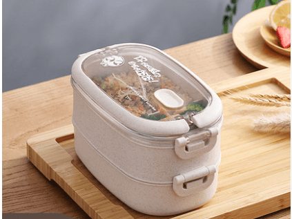 Wheat Straw Microwaveable Bento Box - Mubimart