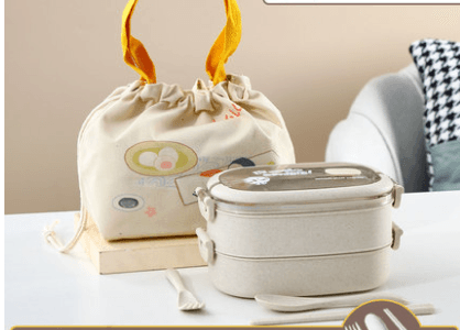 Wheat Straw Microwaveable Bento Box - Mubimart