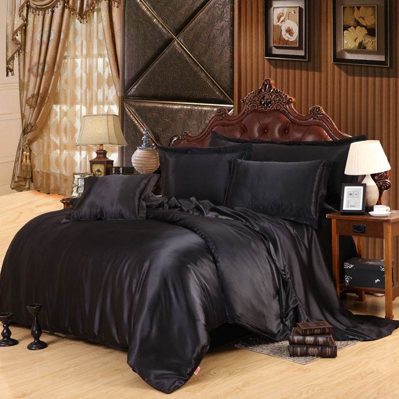 White Black Bedding Sets King Double Size PLA Cool Fiber Summer Used Single Bed Sheet Luxury Bedding Kit Duvet Cover Set - Mubimart