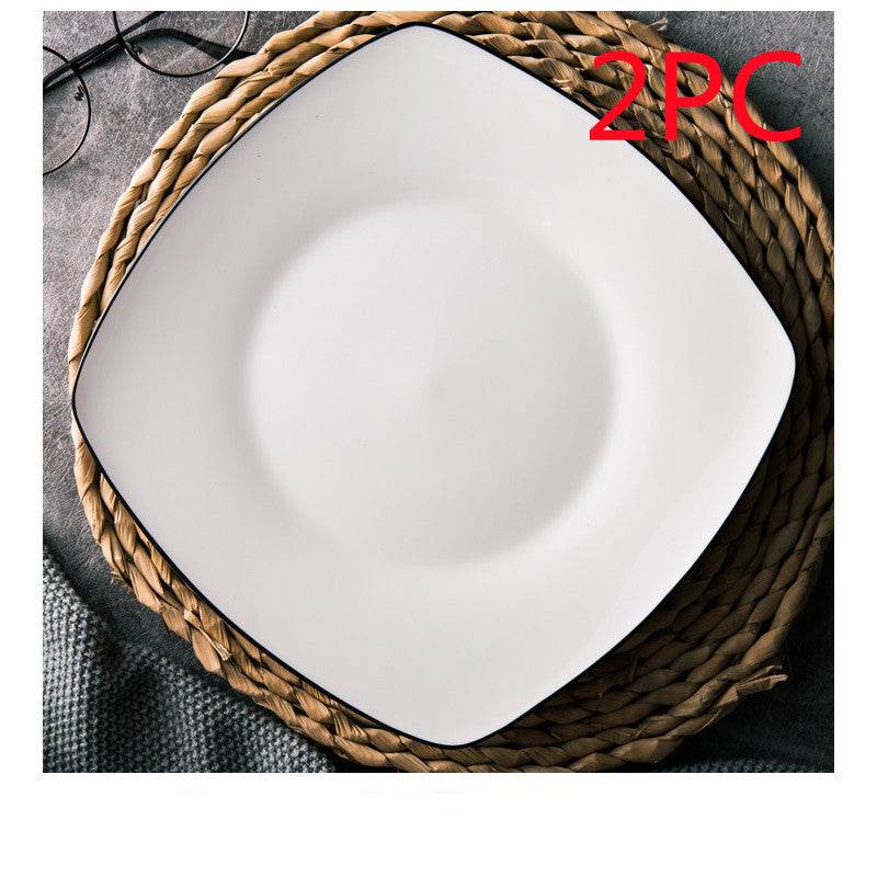 White Ceramic Creative Western Food Plate - Mubimart