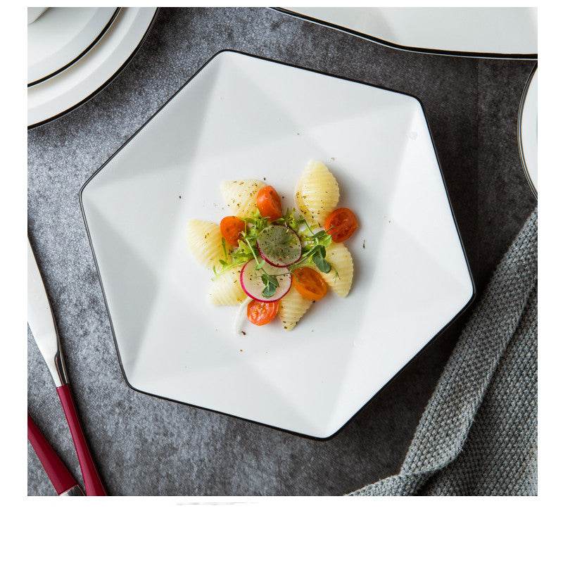 White Ceramic Creative Western Food Plate - Mubimart
