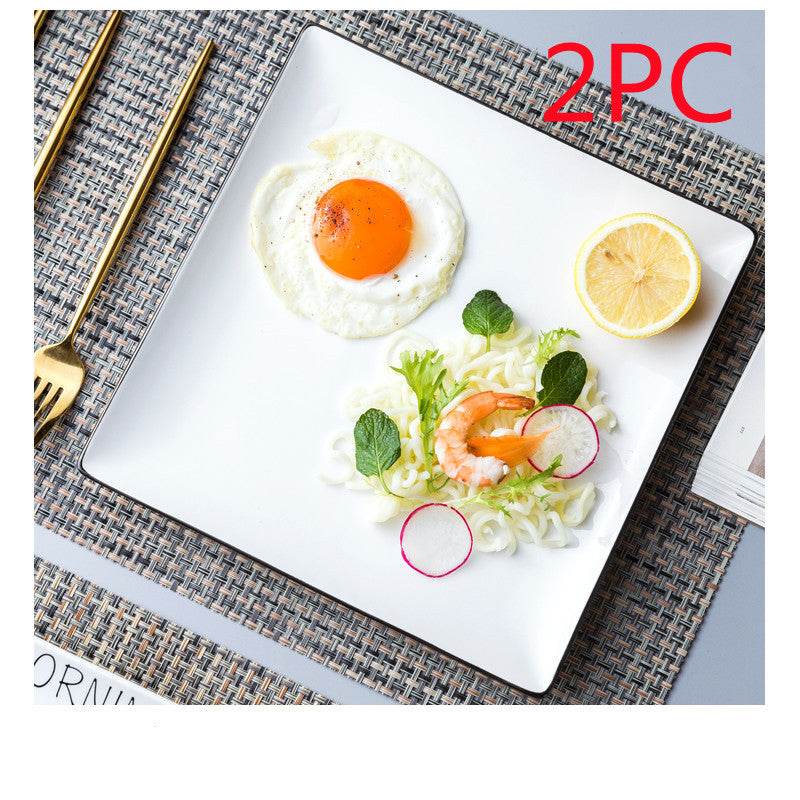White Ceramic Creative Western Food Plate - Mubimart