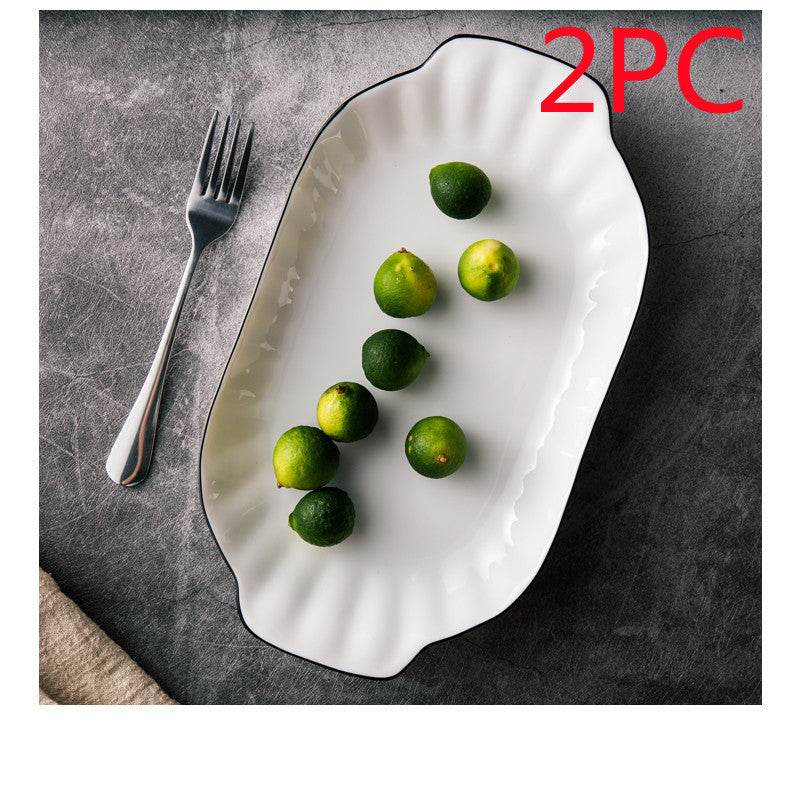 White Ceramic Creative Western Food Plate - Mubimart
