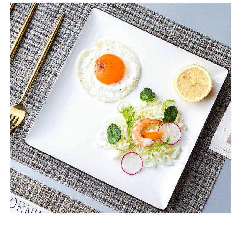 White Ceramic Creative Western Food Plate - Mubimart