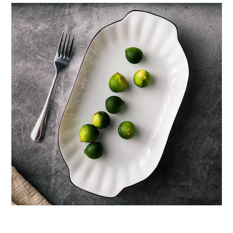 White Ceramic Creative Western Food Plate - Mubimart