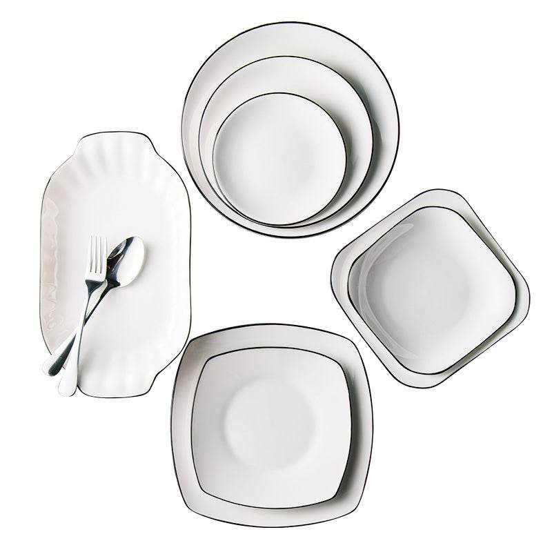 White Ceramic Creative Western Food Plate - Mubimart