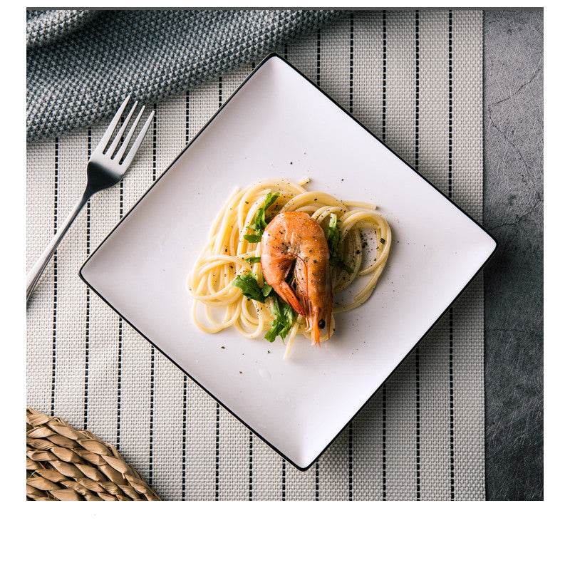 White Ceramic Creative Western Food Plate - Mubimart