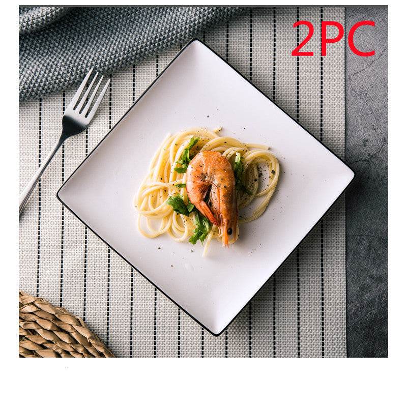 White Ceramic Creative Western Food Plate - Mubimart