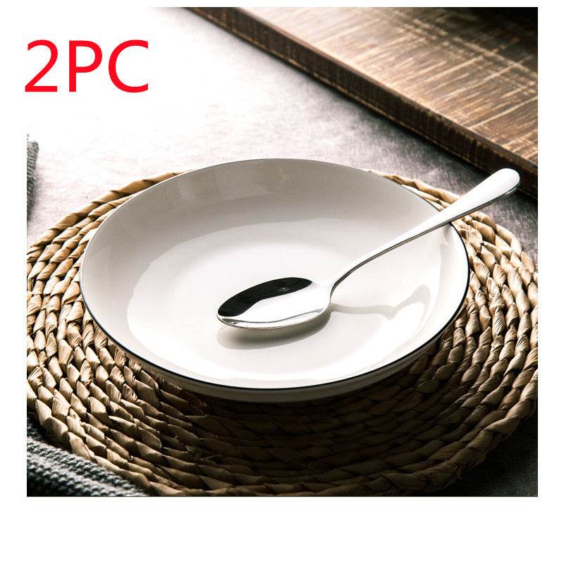 White Ceramic Creative Western Food Plate - Mubimart