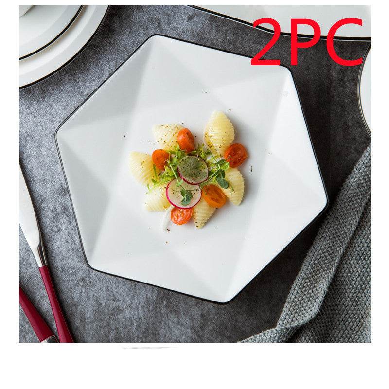 White Ceramic Creative Western Food Plate - Mubimart