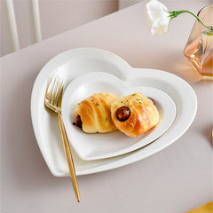 White Ceramic Heart-shaped Plate Household Ceramics Mubimart