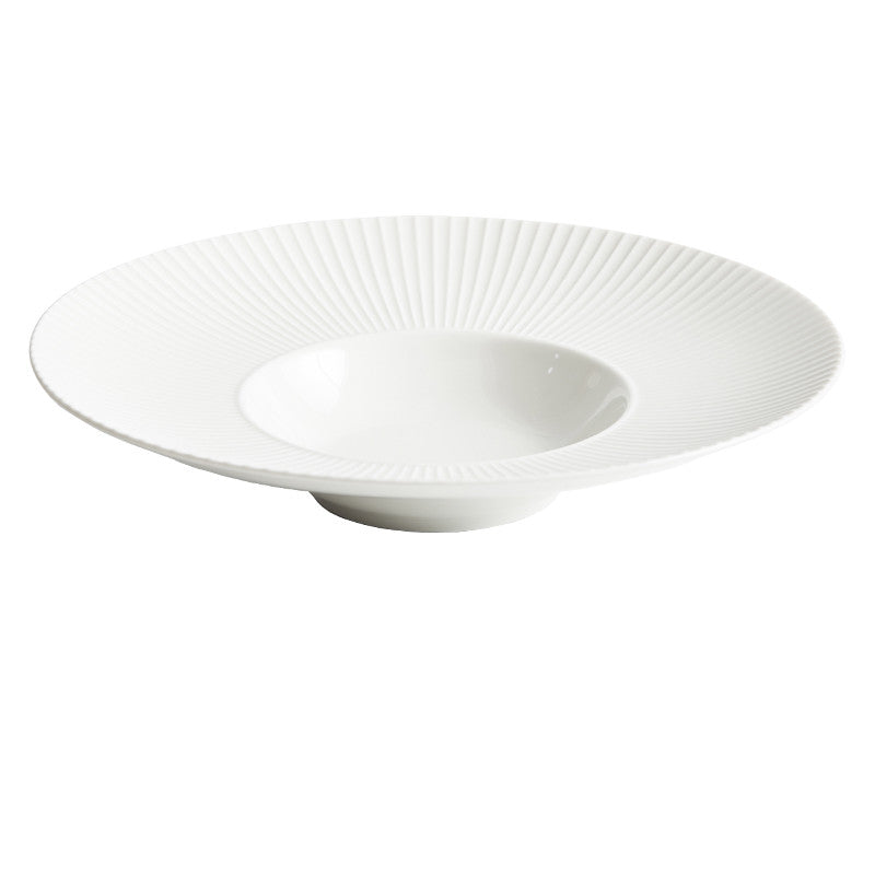 White Creative Breakfast Straw Hat Plate Mubimart