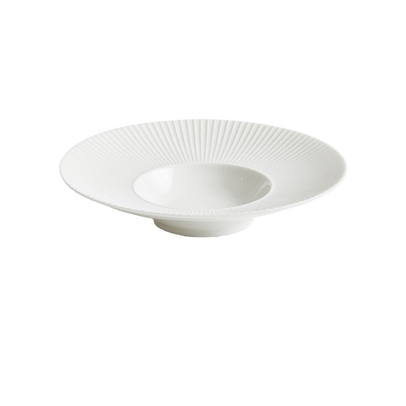 White Creative Breakfast Straw Hat Plate Mubimart