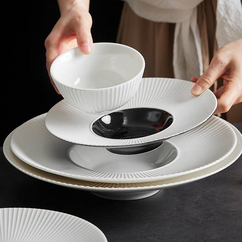 White Creative Breakfast Straw Hat Plate - Mubimart