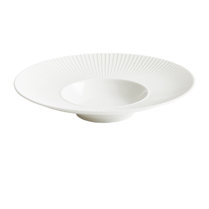 White Creative Breakfast Straw Hat Plate Mubimart