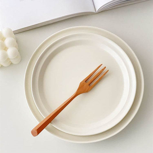 White Matte High-grade Nordic Ceramic Dinner Plate - Mubimart