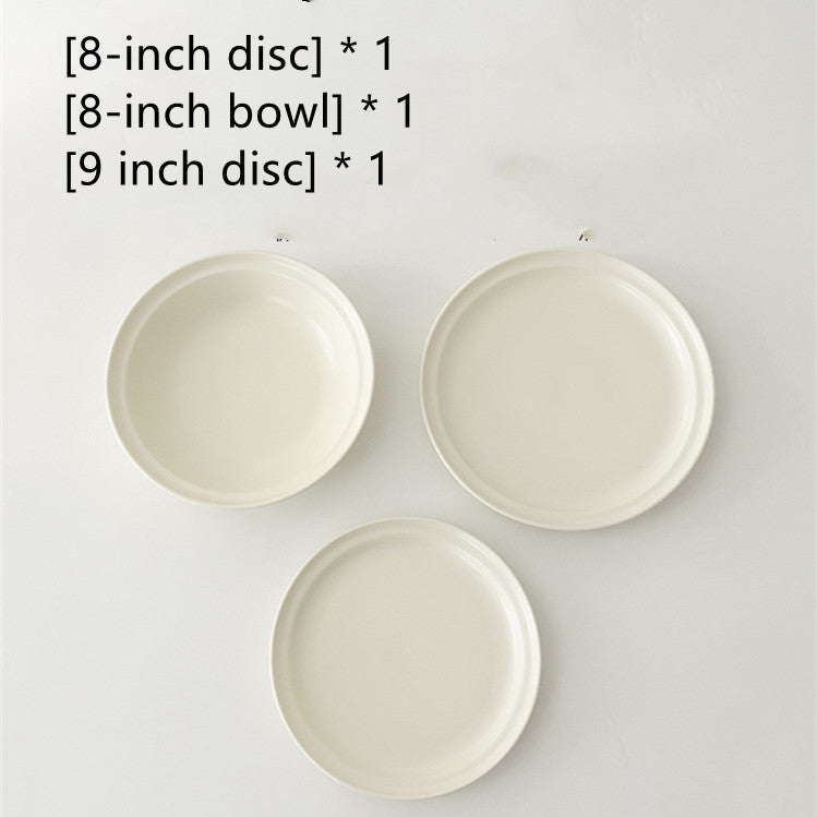 White Matte High-grade Nordic Ceramic Dinner Plate Mubimart