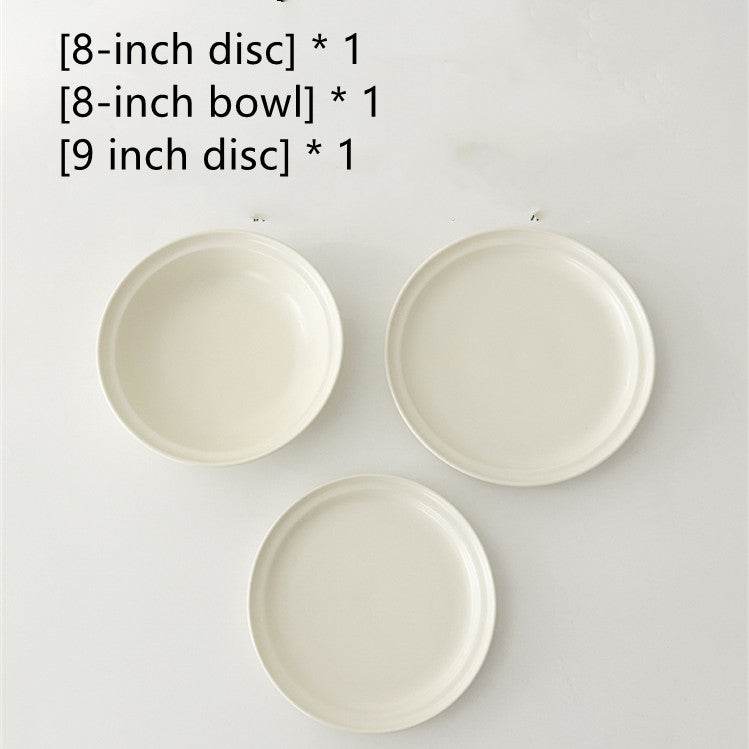 White Matte High-grade Nordic Ceramic Dinner Plate - Mubimart