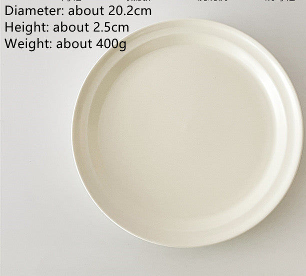 White Matte High-grade Nordic Ceramic Dinner Plate Mubimart