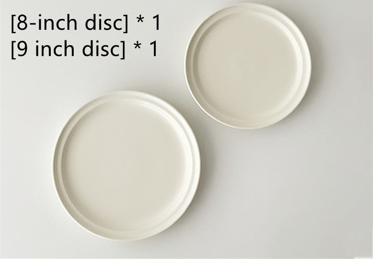 White Matte High-grade Nordic Ceramic Dinner Plate Mubimart