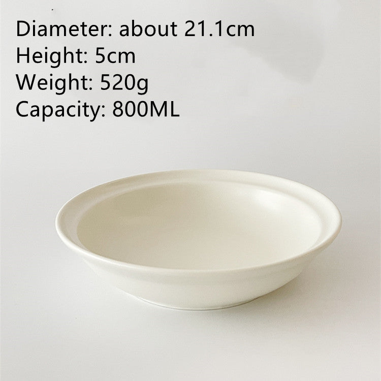 White Matte High-grade Nordic Ceramic Dinner Plate Mubimart