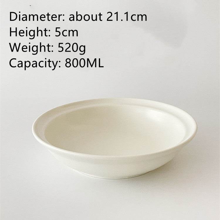 White Matte High-grade Nordic Ceramic Dinner Plate - Mubimart